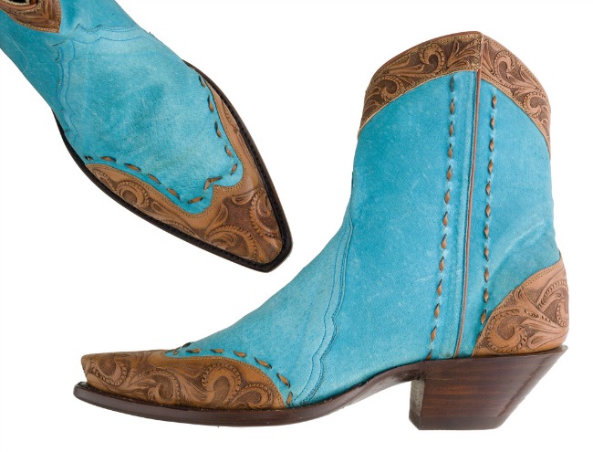 Turquoise & Tooled Ankle Boots | Horses & Heels