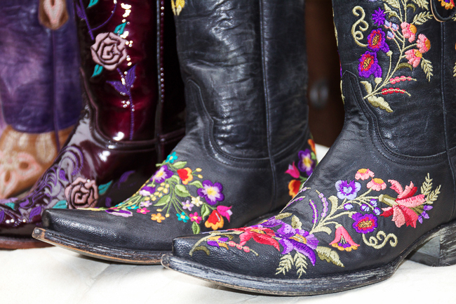 Black and purple floral cowboy boots