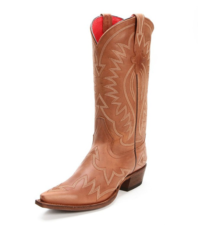 Macie Bean Brown Stitched Cowgirl Boots with Snip Toes