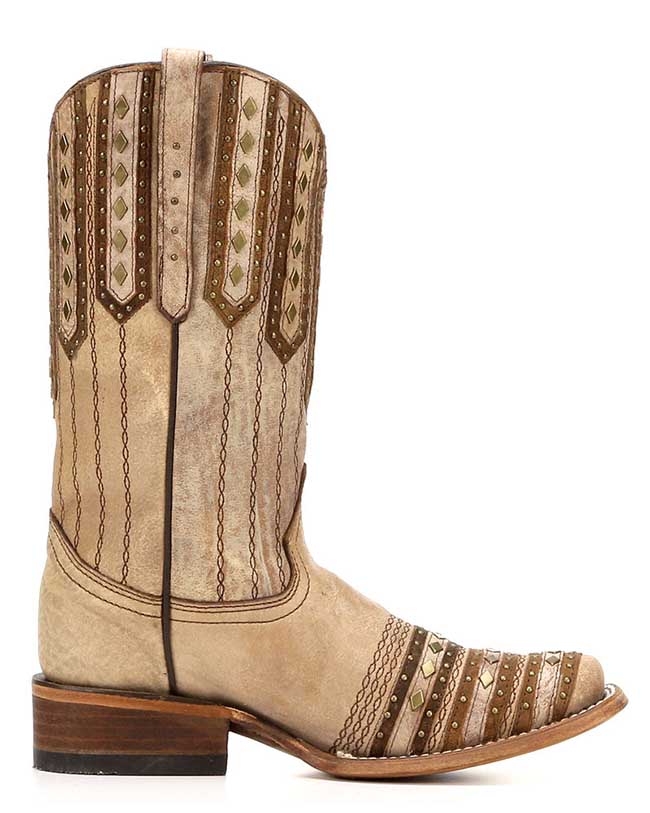 Corral studded square toe cowboy boots