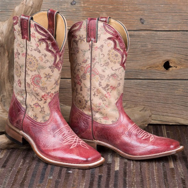 Red floral Boulet cowboy boots