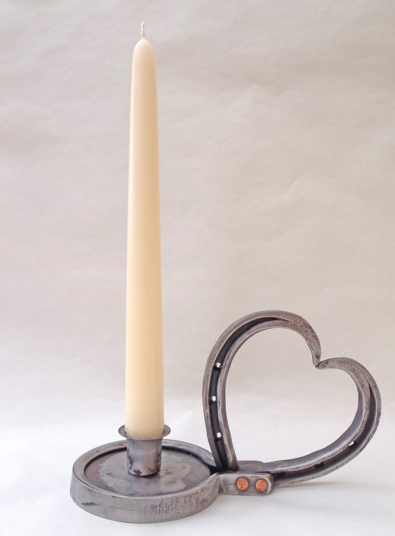horseshoe heart candle holder