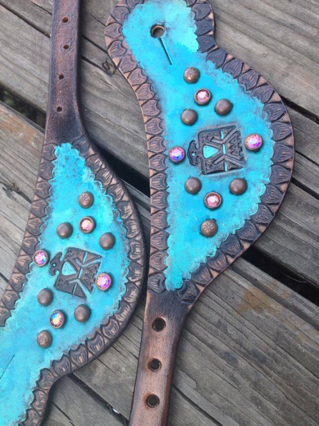 Custom Turquoise Spur Straps by The Cowboy Junkie