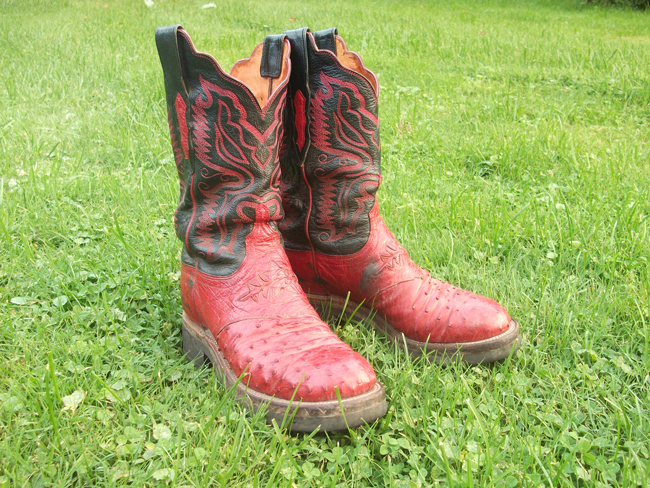 red Lucchese Classic cowboy boots