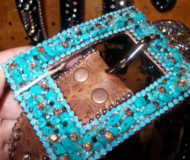 square turquoise buckle