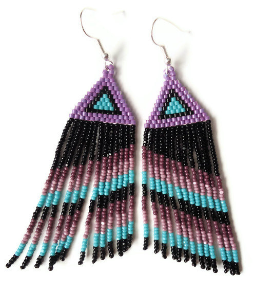 black & purple beaded earrings