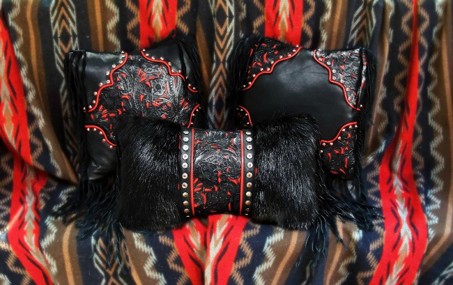Black and Red Western Fringe Pillow Collection