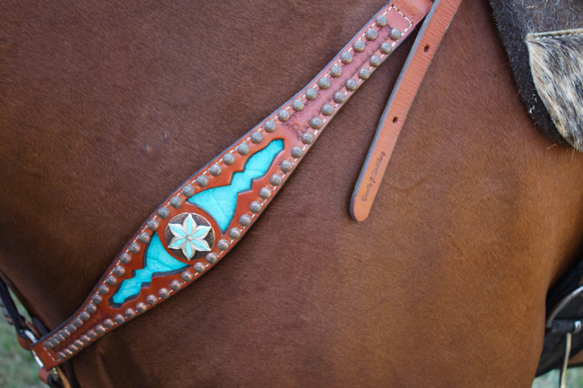 Double J Saddlery turquoise and floral breast collar