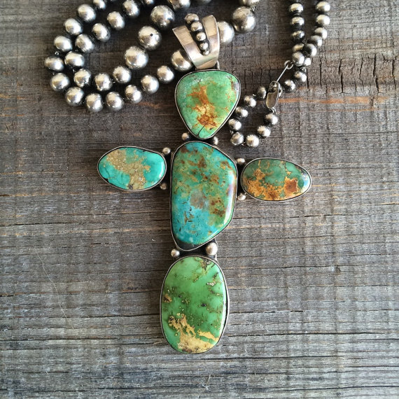 Massive turquoise cross necklace