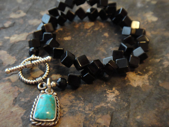 Turquoise & Black bracelet by Cowgirls Are Forever Turquoise & Black bracelet by Cowgirls Are Forever