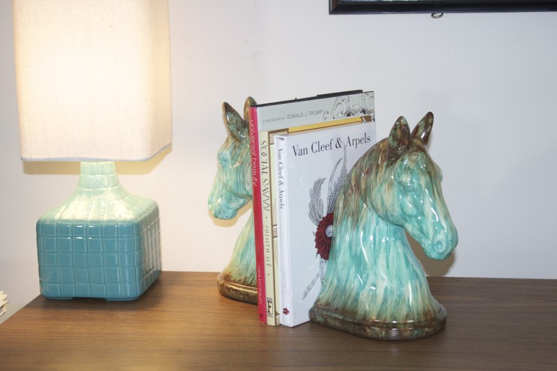 turquoise horse head bookends