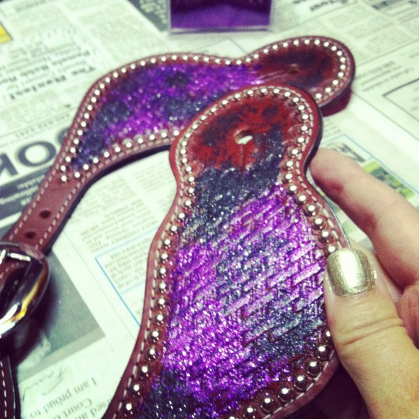 Glitter painted spur straps