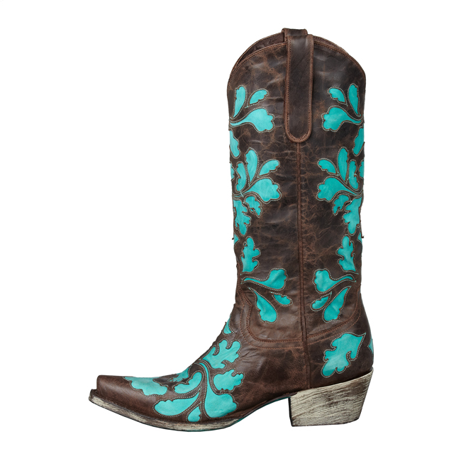 Lane Boots in turquoise & brown