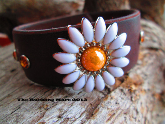 The Kaycee cuff with a yellow daisy concho 