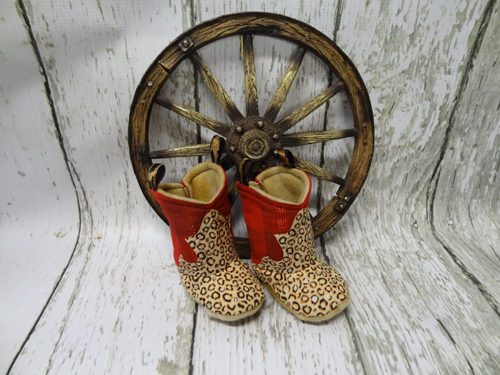 Red & leopard baby cowboy boots