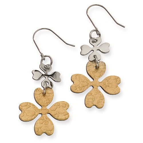 Gold & silver four leaf clover earrings