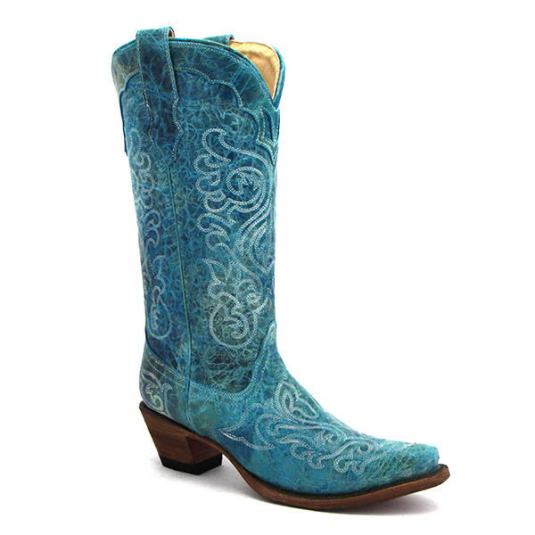 Corral Turquoise crater cream stitch cowboy boots