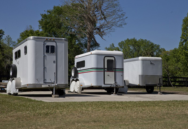 Horse trailers in the driveway
