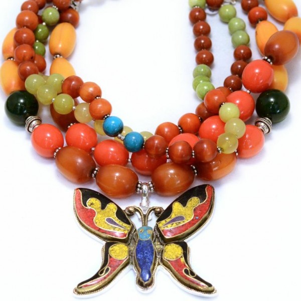 Bright & colorful butterfly necklace by Coreen Cordova 