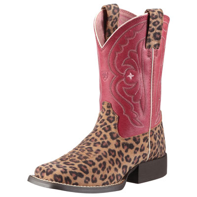 Ariat Kids Red Leopard Cowboy Boots