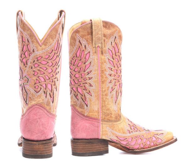 Corral Pink & Tan Cowboy Boots