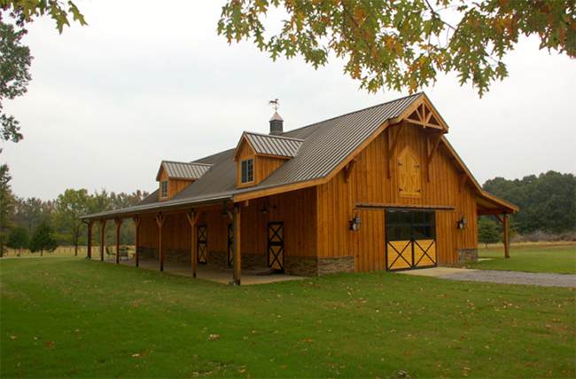 Beautiful traditional wooden horse barn