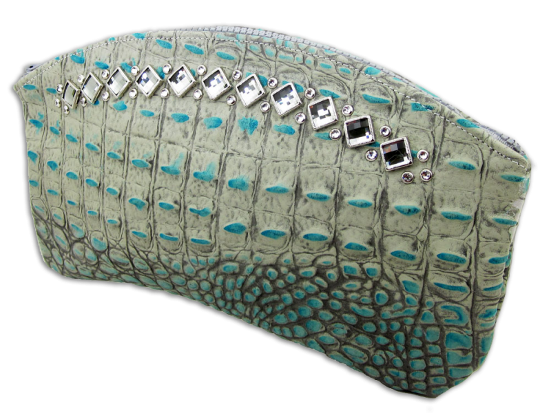 Heritage Brand turquoise croc clutch