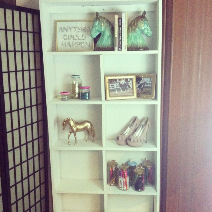 white shelf: equestrian decor