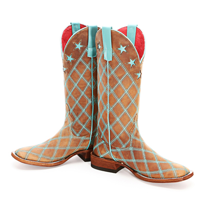 Macie Bean turquoise patchwork cowboy boots