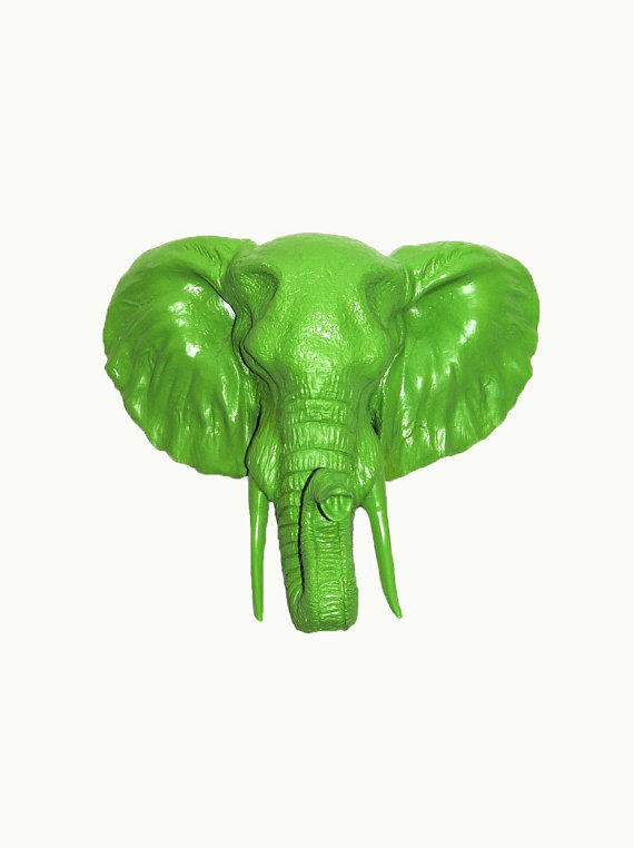 Faux Green Elephant Head