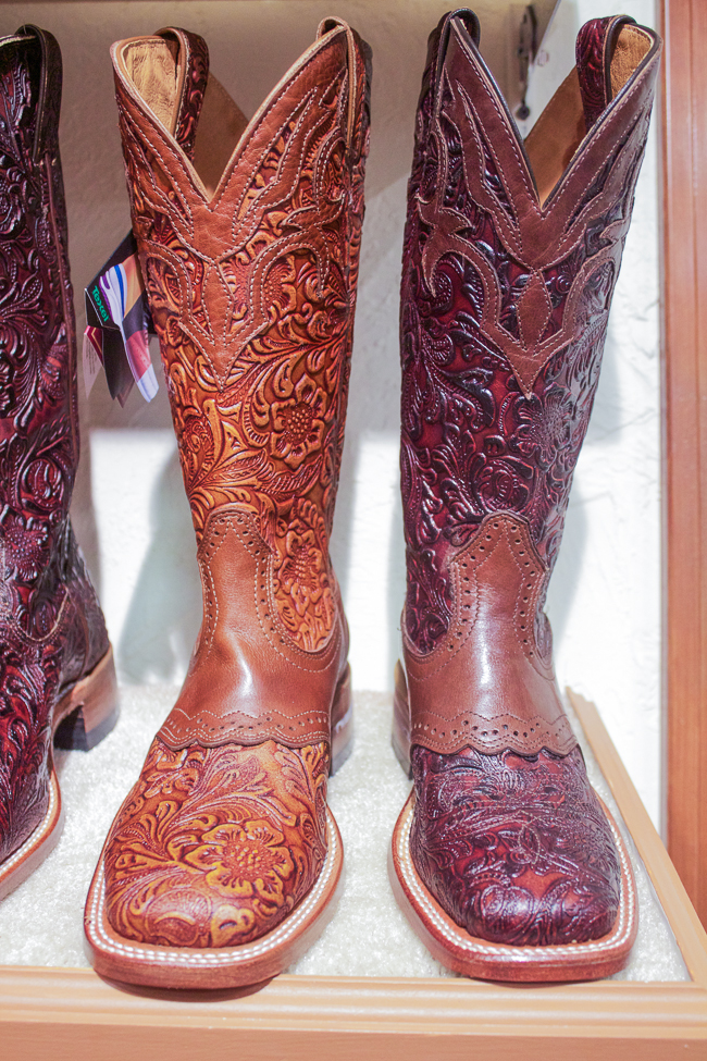Brown Carved Leather Boulet Cowboy Boots