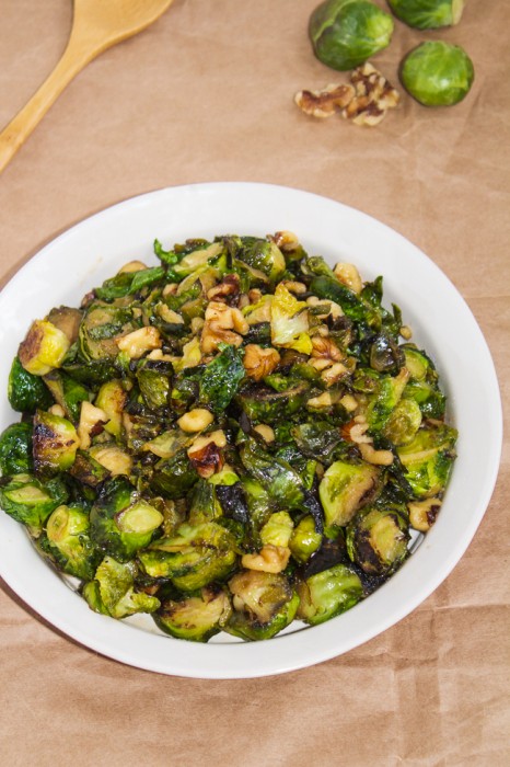 Brussels Sprouts with Maple Syrup & Walnuts