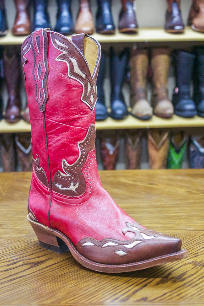 Red & Brown Snip Toe Boulet Cowboy Boot