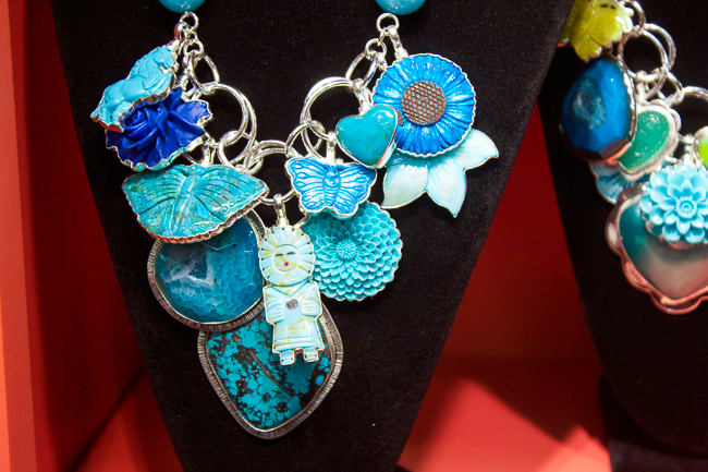 Coreen Cordova Necklace Layered with Blue Pendants