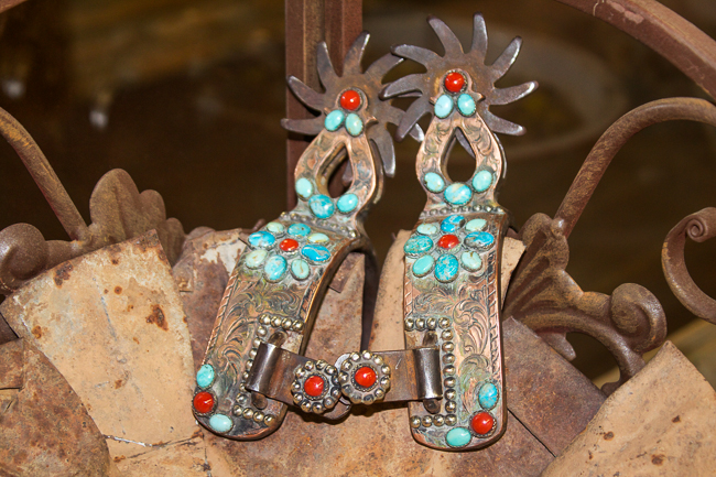 Mad Cow Company red and turquoise spurs