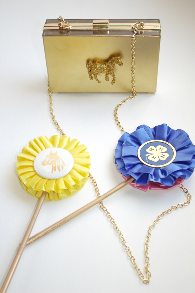 DIY Gold Horse Clutch and ribbons