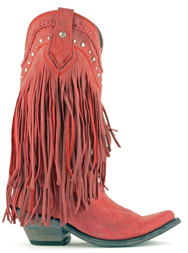 Liberty Black Fringe Vegas Boots in Rojo (Red)