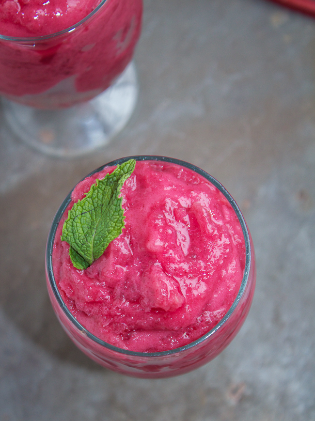 Rhubarb Green Tea Slush, refreshing