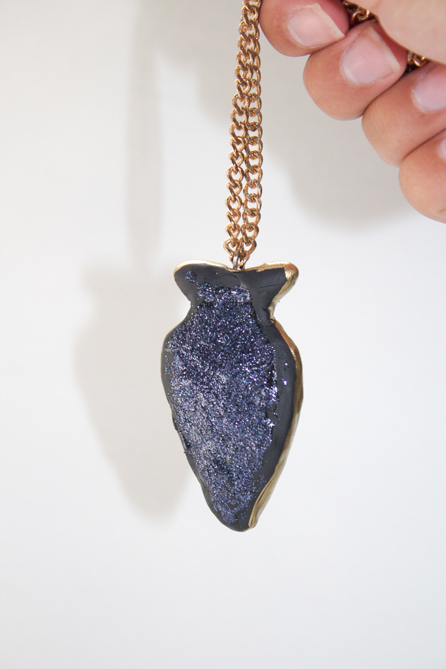 DIY Faux Arrowhead Necklace with Glitter