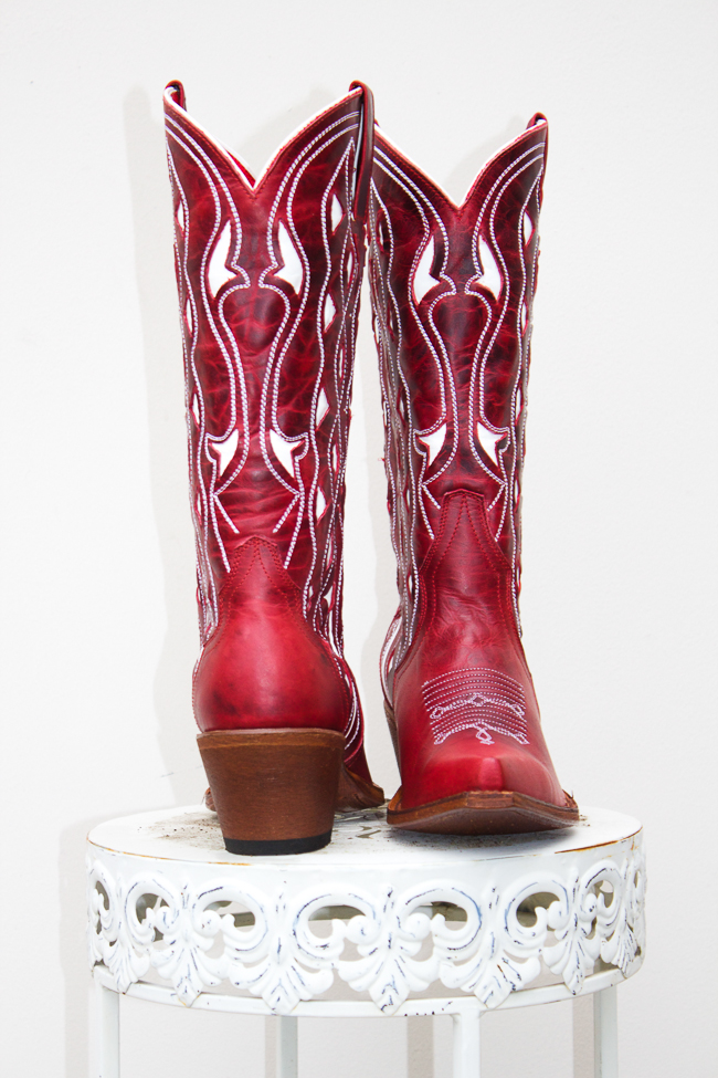 Red and White Macie Bean Cowboy Boots