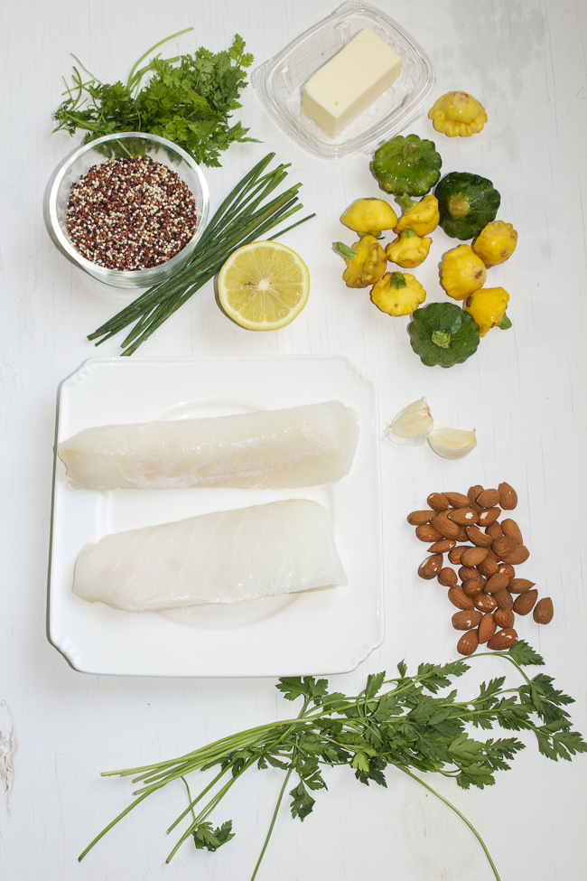 Cod and Pattypan Squash En Papillote Ingredients
