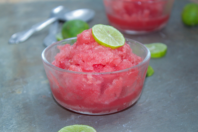 Watermelon Lime Granita, a refreshing and sugar free recipe for summer