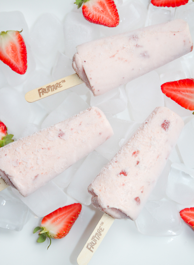 Strawberry & Milk Frozen Fruit Bars by Fruttare, yum!