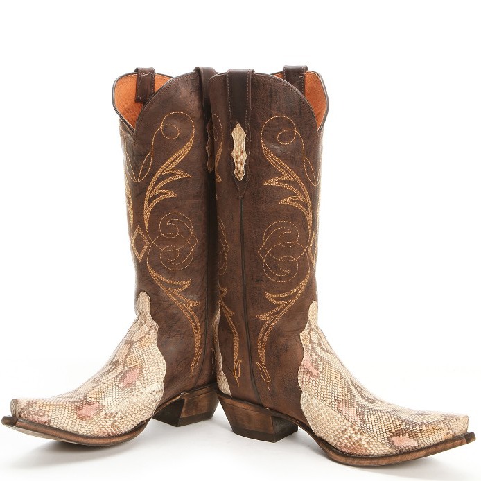 Lucchese Python Triad Natural Brown Cowgirl Boots