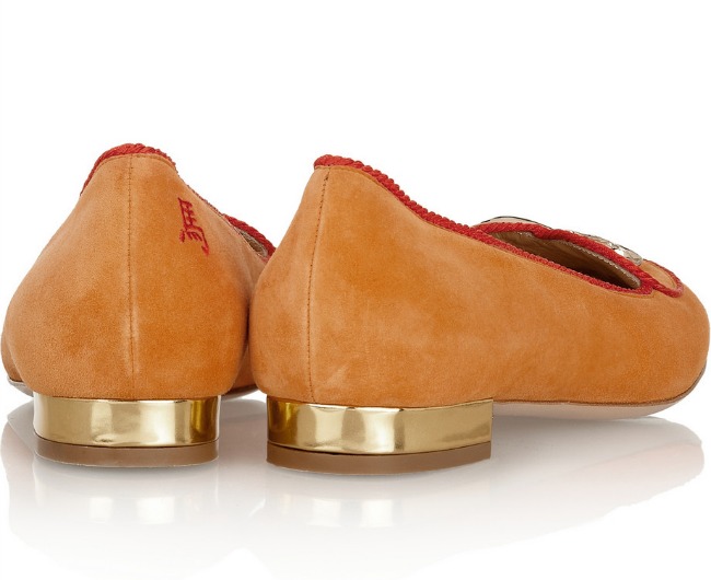 Orange Charlotte Olympia Year of the Horse Suede Flats