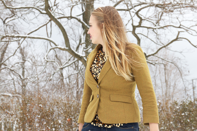 Sequined top and brown blazer