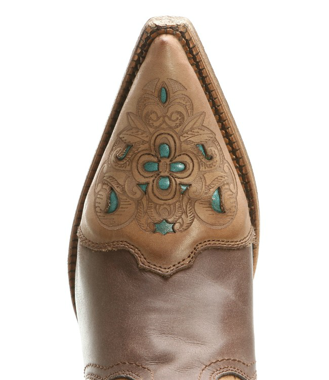 Corral Brown and Turquoise Cowgirl Boots with Snip Toes