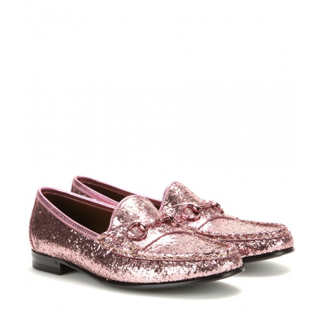 Gucci Pink Glittery Loafers