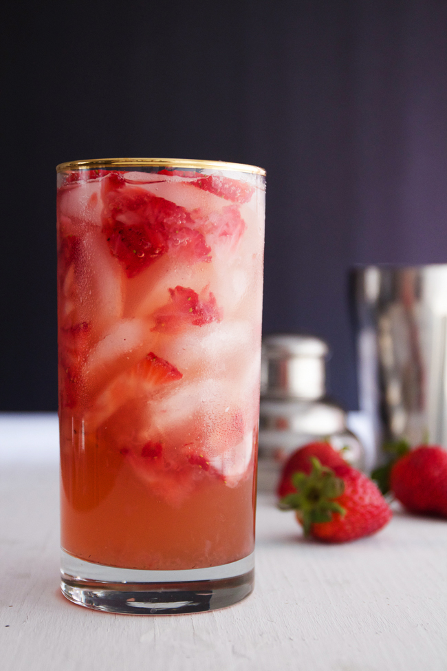 Crimson Cocktail with fresh muddled strawberries
