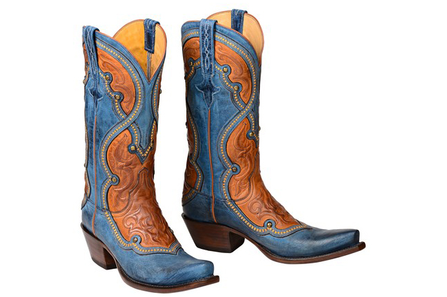 Lucchese Ocean Blue and Cognac Cowboy Boots